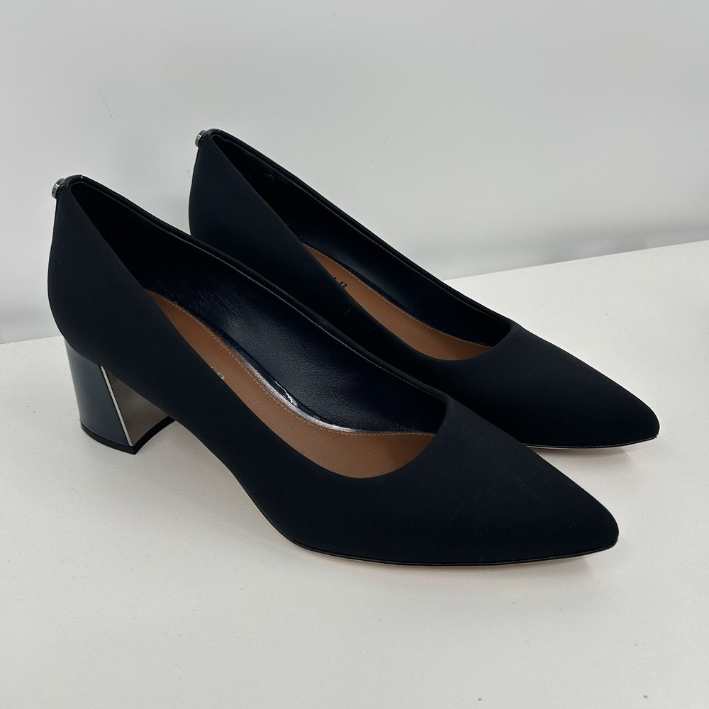 Donald Pliner Womens Suzette Heels Size 10M Dark Navy Stretch Fabric Block Heel